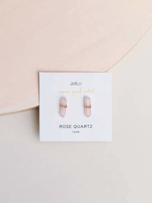 Earrings | Rose Quartz Mineral Point | Jaxkelly