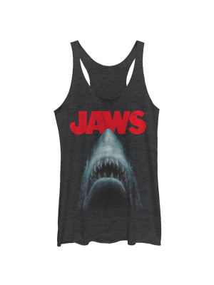 Women's Jaws Shark Teeth Poster Racerback Tank Top