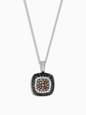 Effy 14k White Gold Espresso, Black And White Diamond Pendant, 1.30 Tcw