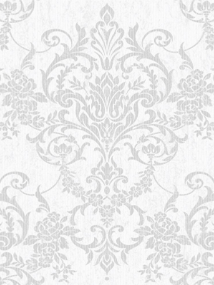 Victorian Damask Wallpaper In Silver From The Empress Collection By Graham & Brown