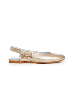 Girls' Childrenchic® Leather Slingback Ballet Flats In Gold