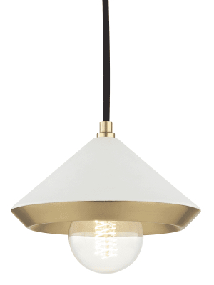 Marnie 1 Light Small Pendant - Aged Brass/white