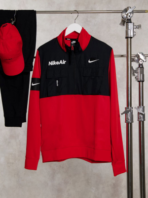 Nike Air Half-zip Overhead Fleece In Red