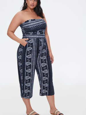 Plus Size Ornate Print Jumpsuit