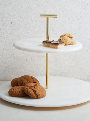 Marble & Brass 2-tier Cake Stand