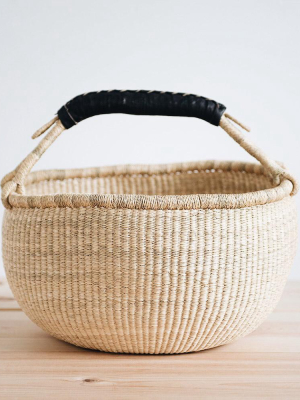 Basic Bolga Basket - Black Leather Handle