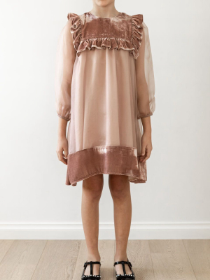 Petite Amalie Velvet Organza Dress - Winter Rose