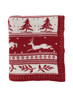 50"x60" Christmas Sweater Design Throw Blanket Red - Saro Lifestyle