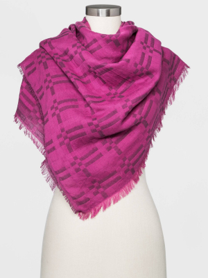 Women's Plaid Oversized Double Weave Square Scarf - Universal Thread™ Purple One Size