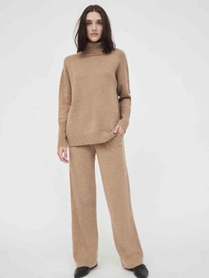 Camel Cashmere Rollneck Sweater