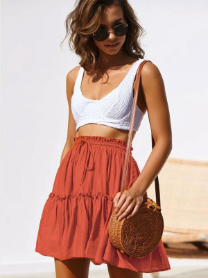 Boho Style Flared High Waist Beach Mini Skirt