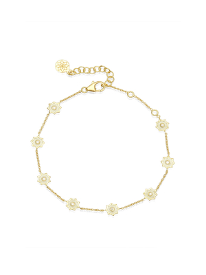 8 Point Star 18k Yellow-gold Enamel And Diamond Chain Bracelet