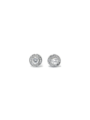 Pompeii3 5/8ct Halo Diamond Studs 14k White Gold