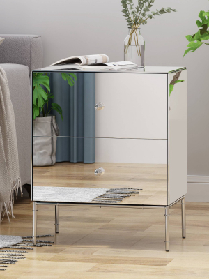 Crowley Modern Mirrored Cabinet Silver - Christopher Knight Home