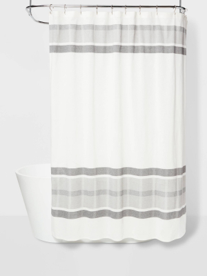 Engineered Plaid Shower Curtain White - Project 62™