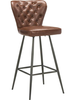 Ashlynn Leather Tufted Bar Stool (set Of 2)