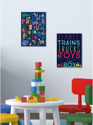 Navy Alphabet Animal Icons Oversized Stretched Canvas Wall Art (30"x40"x1.5") - Stupell Industries