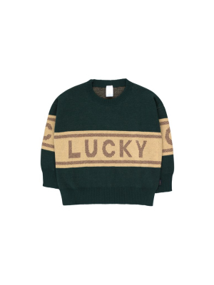 Tiny Cottons Lucky Sweater - Bottle Green/sand