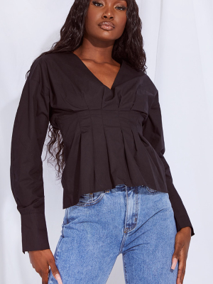 Tall Black Corset Detail Shirt