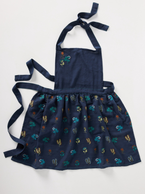 Stacia Embroidered Indigo Apron