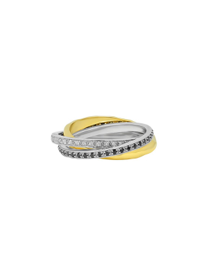 Twist Hammered Triple Rolling Ring - Silver