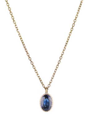 Oval Blue Sapphire Wisp Necklace