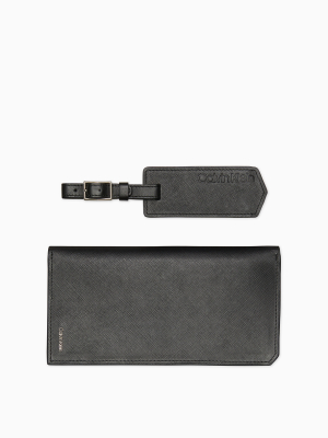 Saffiano Leather Long Wallet + Luggage Tag