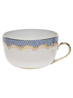 Fish Scale Canton Teacup, Light Blue