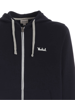 Woolrich Logo Embroidered Zipped Sweatshirt