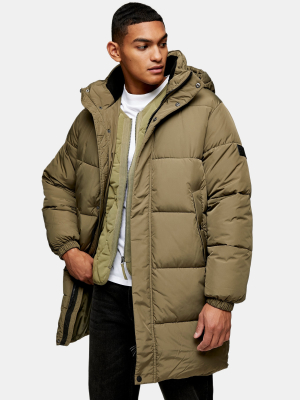 Considered Khaki Longer Length Puffer Jacket