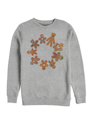 Men's Marvel Christmas Gingerbread Cookie Circle Sweatshirt