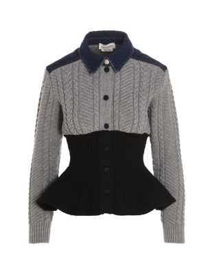 Alexander Mcqueen Panelled Knitted Peplum Shirt