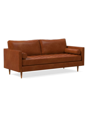 Monroe Mid-century Tufted Seat Leather Sofa (80")