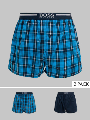 Boss Bodywear 2 Pack Woven Boxers In Check Print