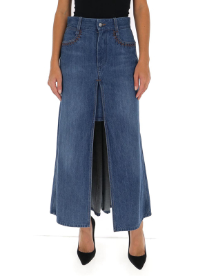 Chloé Front Slit Denim Maxi Skirt