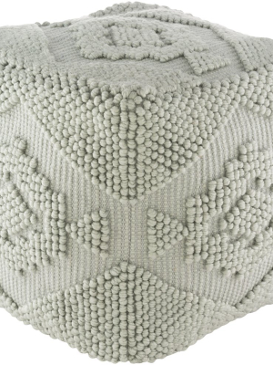 Yolanda Hand Woven Pouf In Sea Foam