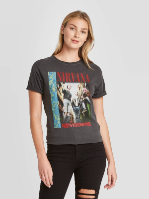 Women's Nirvana Short Sleeve Boyfriend Graphic T-shirt - Black