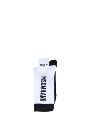 Msgm Kids Logo Intarsia Socks