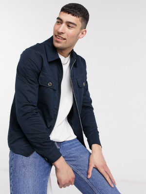 River Island Zip Through Overshirt In Navy