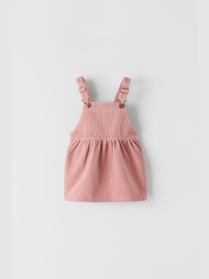 Pink Basic Corduroy Pinafore Dress