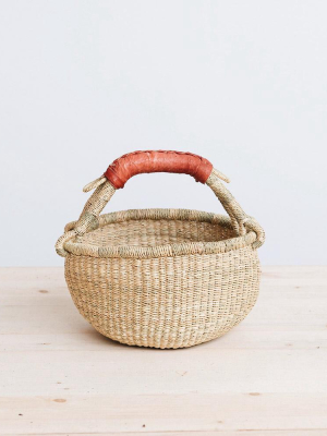 Mini Bolga Basket - Brown Leather Handle