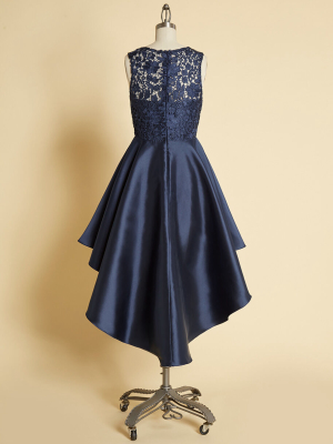 In First Lace Satin High-low Dress