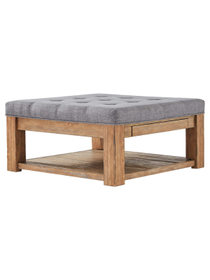 Southgate Natural Dimple Tufted Cocktail Ottoman Smoke - Inspire Q