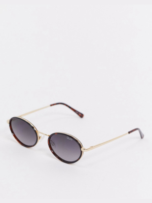 Quay Australia Line Up Oval Sunglasses In Brown Tort