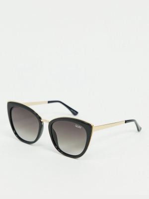 Quay Australia Honey Cat Eye Sunglasses In Black