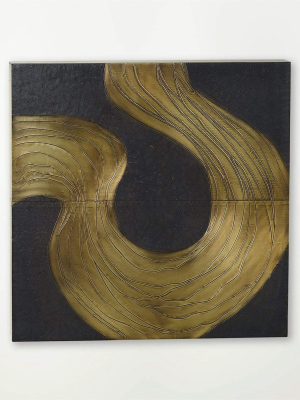 Global Views Currents Wall Panel D - Brass