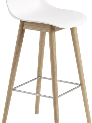 Fiber Counter Stool With Backrest - Wood Base