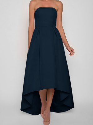 Silk Faille Strapless High Low Gown