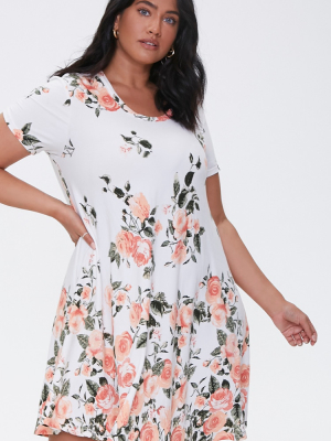 Plus Size Floral T-shirt Dress