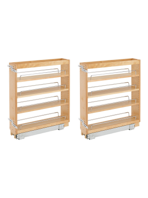 Rev A Shelf 5 Inch Wood Base Kitchen Under Cabinet Organizer, Maple (2 Pack)